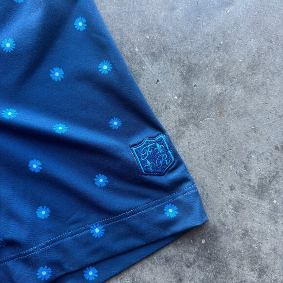 Redvanly Junian Golf Polo Shirt Mens L Admiral Blue Floral PurePoly Short Sleeve - Picture 5 of 14